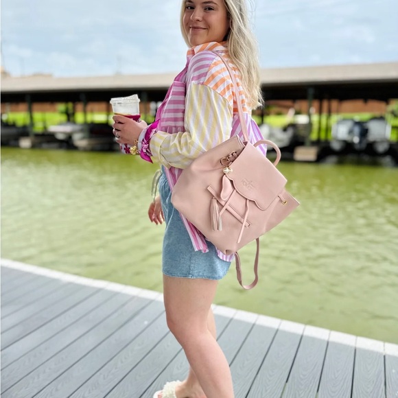 New with Tags Hollis Blush Mini Backpack Purse Bag Pink w/ Dusti Heart Keychain - Picture 7 of 7